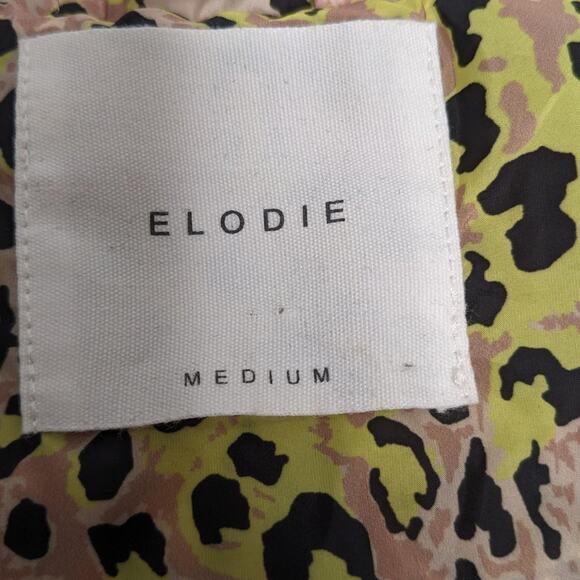 Elodie Tan Leopard Print Windbreaker Jacket Hooded Pockets Full Zip Size M - Picture 2 of 11